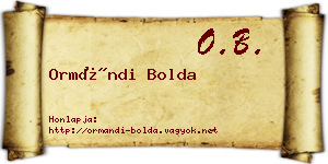 Ormándi Bolda névjegykártya